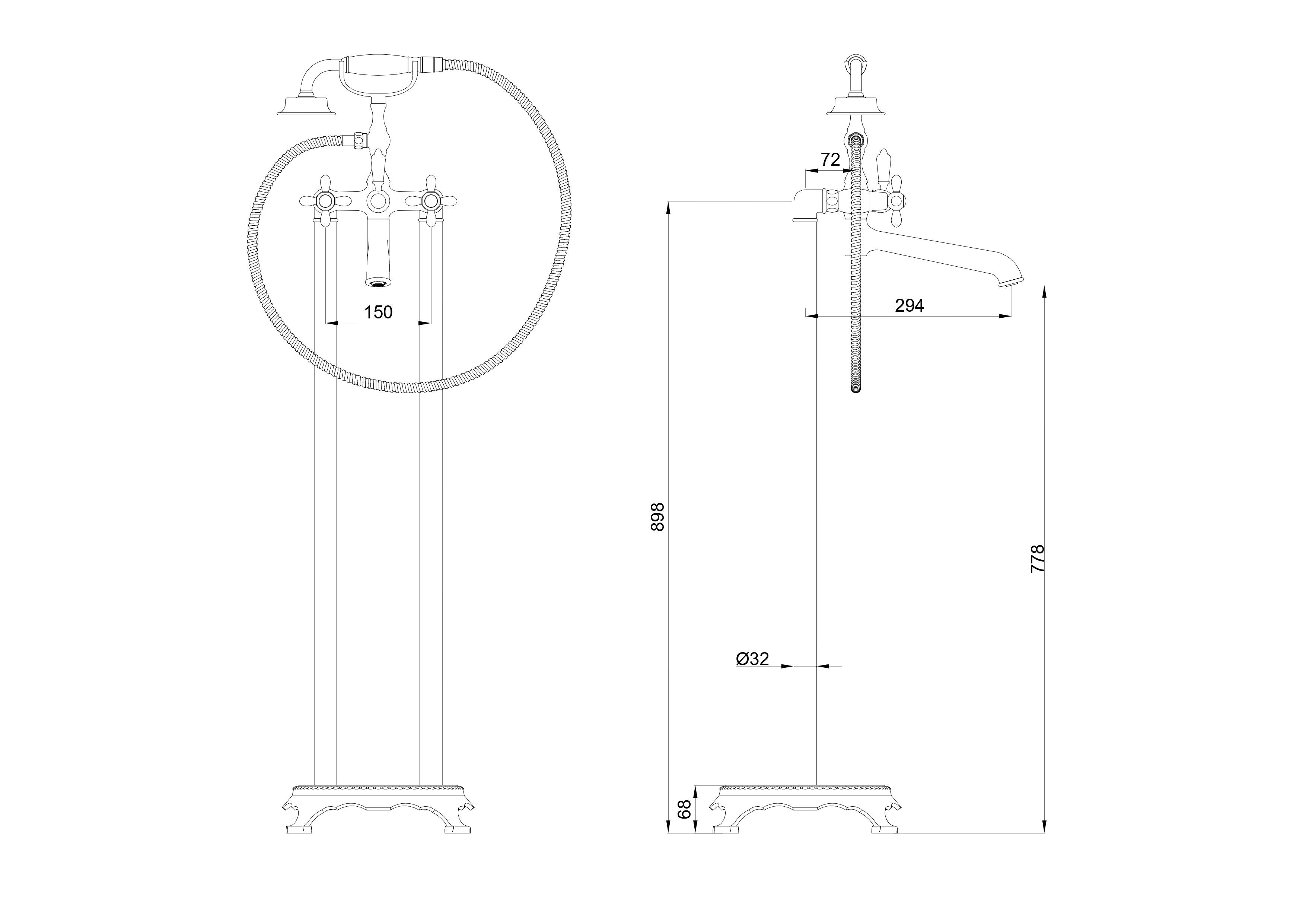 Смеситель для ванны напольного монтажа WONZON & WOGHAND RETRO, Черный матовый (WW-88649020-MB) Смеситель для ванны напольного монтажа WONZON & WOGHAND RETRO, Черный матовый (WW-88649020-MB)