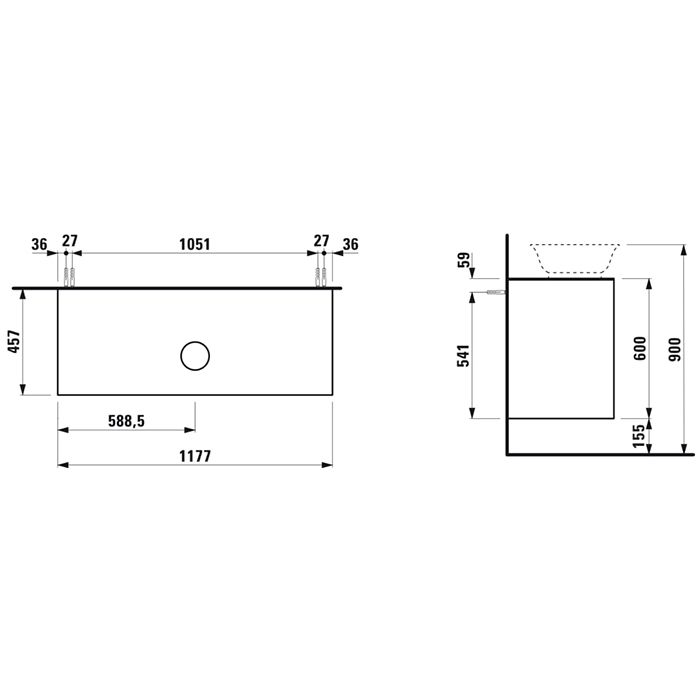 Laufen New Classic Раковина-чаша овальная накладная 550х380х145 мм, без отв под смесит, без перелива, c покрытием LCC, цвет белый, артикул 8.1285.2.400.112.1