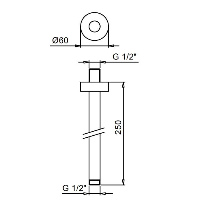 FANTINI Nostromo Кронштейн потолочный  для душевой лейки 25 см.цвет: матовая сталь