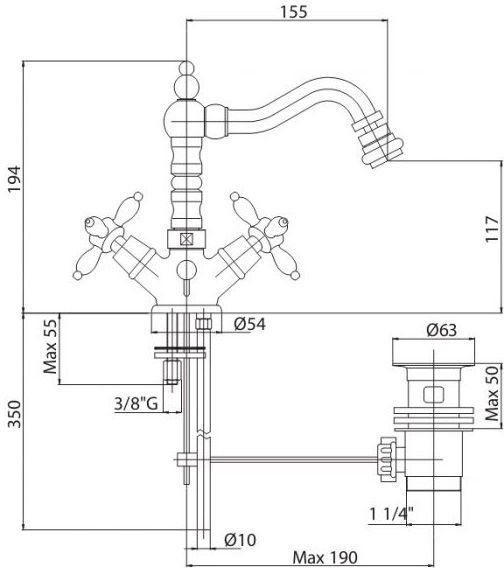 Смеситель для биде Cezares Atlantis Nostalgia ATLANTIS-NOSTALGIA-BS2-02 Бронза