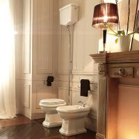 Kerasan Механизм слива NEW &quot;CATIS&quot; для высокого бачка с держателем, ручка белая (слева или справа), без трубы, цвет хром