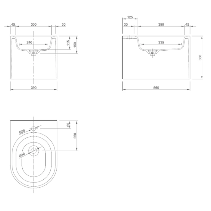 KNIEF Glow Биде подвесное 52x 9 x34 cm, цвет белый матовый