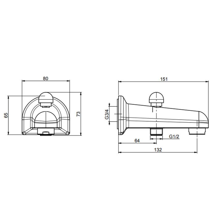 FIMA|Carlo Frattini Wellness Излив для настенного монтажа, с переключателем, длина 130 мм., цвет хром FIMA|Carlo Frattini Wellness Излив для настенного монтажа, с переключателем, длина 130 мм., цвет хром