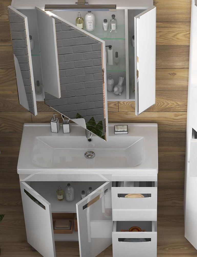 Тумба под раковину напольная VIGO Plaza tn.PLA.MIR.80.2D.2Y, 80 см, артикул tn.PLA.MIR.80.2D.2Y