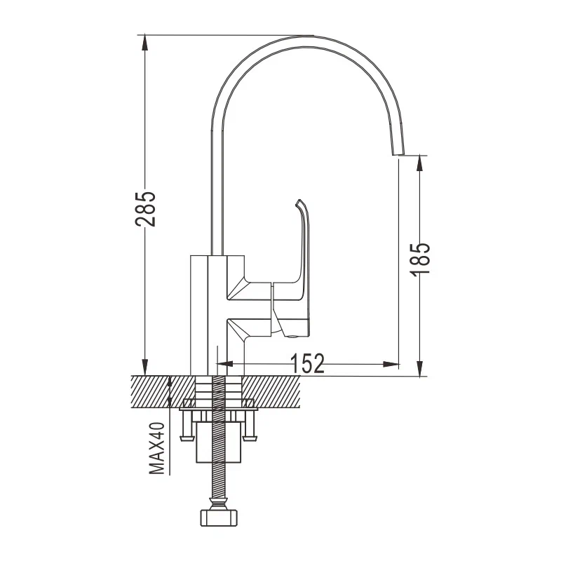 Смеситель для кухни Rose R1713, хром