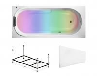 Комплект 5 в 1 Lavinia Boho Bristol S4-3502006P, акриловая ванна 160x75 см, каркас с монтажным набором, подголовник, лицевой экран, хромотерапия