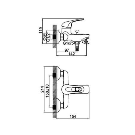 Смеситель для ванны D-Lin D130411, хром, артикул D130411