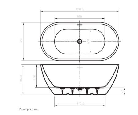 Акриловая ванна отдельностоящая ARTMAX AM-LATINA-1500-730, артикул AM-LATINA-1500-730