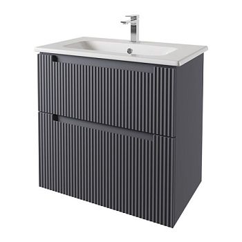 Тумба с раковиной подвесная Dreja Euphoria 80 см, серый базальт