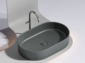 Умывальник чаша накладная овальная (цвет Темный Антрацит Матовый) Элемент (Element) 608x385x122мм