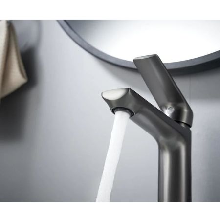 Cмеситель для раковины Knotlor KN-60/GM, оружейная сталь, артикул KN-60/GM