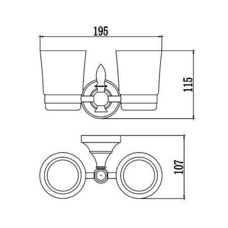 Стакан для ванной комнаты двойной Savol S-06868B, золото, артикул S-06868B