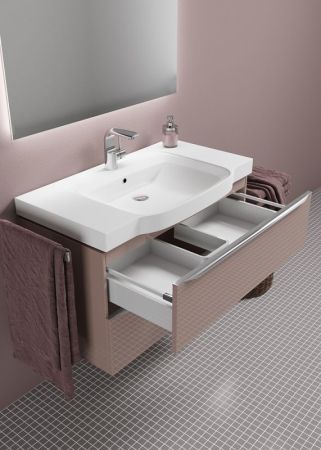 Тумба с раковиной SanVit Тандем 90 ktandem90 с фактурой под дерево подвесная Шелк Сталь, артикул ktandem90