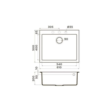 Мойка, OMOIKIRI, Bosen, ширина, мм-610, глубина, мм-500, высота, мм-210, тип установки-встраиваемый, отверстия для смесителя-3 промаркированных, с переливом, сифон и донный клапан в комплекте, автоматический донный клапан приобретается отдельно, материал-, артикул 4993557