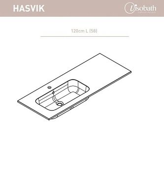 Visobath, раковина из минерального литья Hasvik левая, 120 см (чаша 58 см), цвет белый матовый