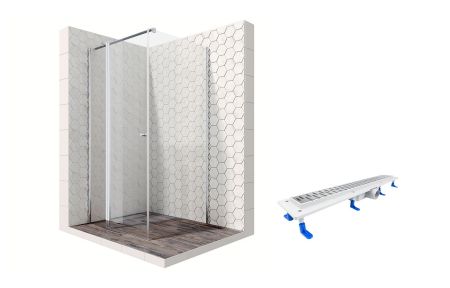 Душевой уголок Ambassador Nord 13011106-ST10, квадратный, линейный трап, 100х100, артикул 13011106-ST10