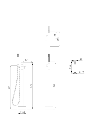 Смеситель ALBANO Brush Nickel для отдельностоящей ванны BOCH MANN  BM8924