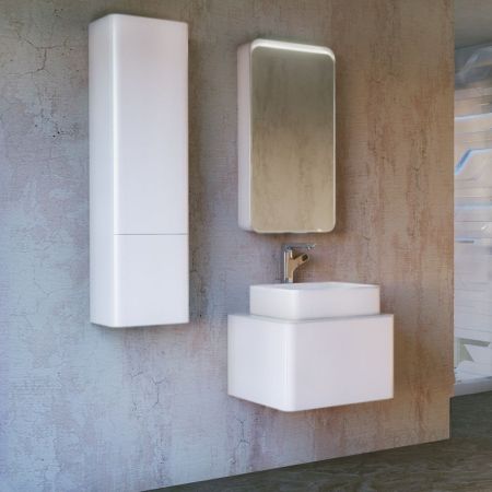 Зеркальный шкаф Raval Pure 45 с подсветкой Белый, артикул Pur.03.46/W