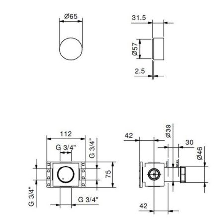 Внутренняя часть, Fantini, назначение-вентиль, стандарт подвода воды-3/4", не окрашен, артикул 19 00 D391A