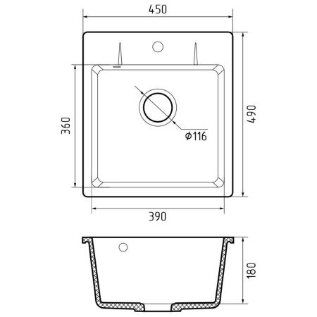 Кухонная мойка GranFest URBAN 245, белый, артикул 245 белый