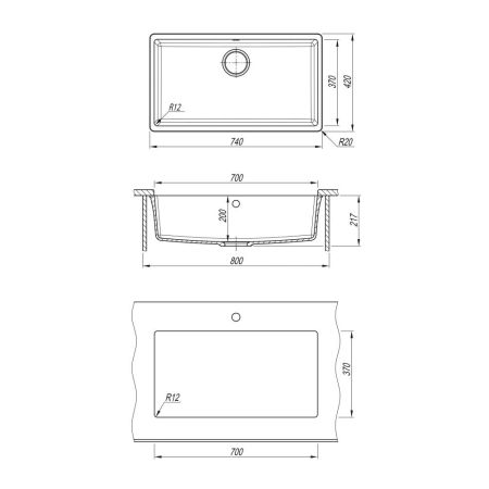 Кухонная мойка Florentina ВЕГА 22.435.E0700.102, черный, артикул 22.435.E0700.102