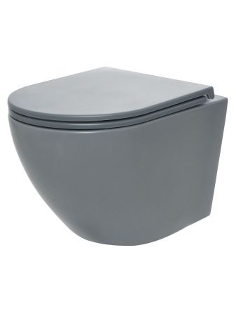 AQM2002MGR Унитаз подвесной с сиденьем SoftClose, технология смыва Rimless, скрыт.крепеж. Цвет серый, артикул AQM2002MGR