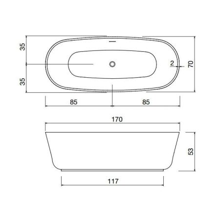 ANTONIO LUPI BAIA SMALL Ванна отдельностоящая 1700х700х530 мм., с нажимным донным клапаном, сифоном и гибким шлангом, Cristalplant, цвет белый