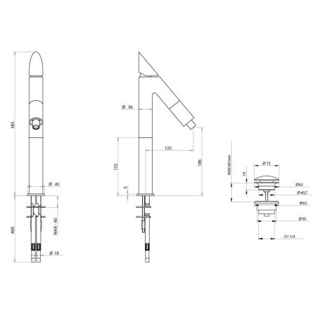 Bongio Mini One Смеситель для раковины, h385 мм, цвет хром