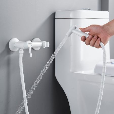 Гигиенический душ со смесителем Shevanik S107C, белый, артикул S107C