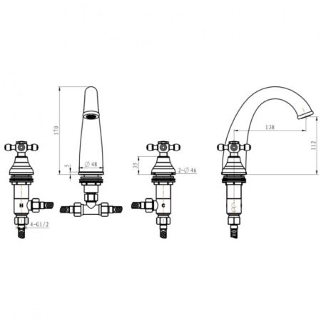 Смеситель для раковины Boheme Royal Cristal 277-RoyalCRST Хром, артикул 277-RoyalCRST