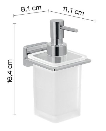 Gedy Atena, настенный стеклянный дозатор c металлической помпой, цвет хром, артикул 4481(13)