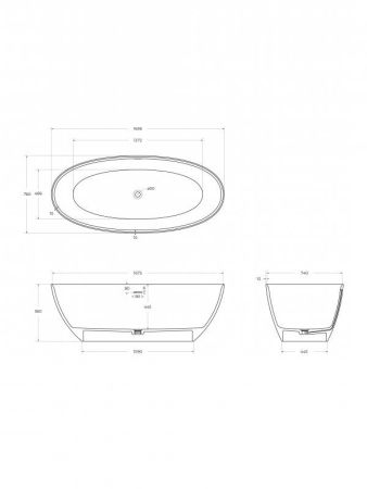 Ванна из искусственного камня Solid Surface 1700x760x560, CEZARES CZR-LIBERTA-170-76-56-SSB, артикул CZR-LIBERTA-170-76-56-SSB