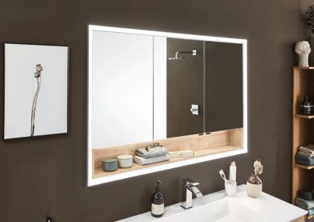 Puris Rounds, встраиваемый зеркальный шкаф с LED подсветкой 1251 мм, цвет белый высокоглянцевый, артикул S2A5512E1(161)