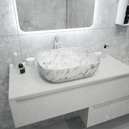 Раковина чаша Maretti FL13NS25-740MR, белый мрамор, артикул FL13NS25-740MR