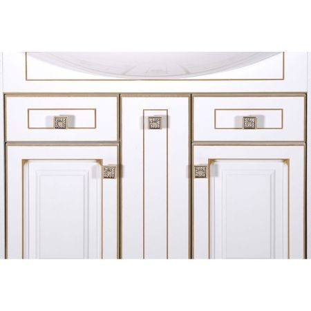 Тумба под раковину ASB-Woodline Верона 75 Белый с золотой патиной, артикул 9077