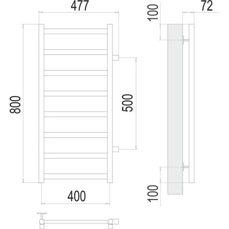 Полотенцесушитель водяной (боковое подключение) Terminus Аврора П8 40х80, артикул 4670078529909