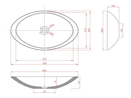 Раковина-чаша Montebianco Gondola Tre 60 13043 Белая, артикул 13043