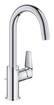 Смеситель для раковины GROHE BauEdge с ограничителем температуры и рычажным донным клапаном, размер L, хром (23760001) Смеситель для раковины GROHE BauEdge с ограничителем температуры и рычажным донным клапаном, размер L, хром (23760001)