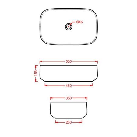 ARTCERAM COGNAC Раковина настольная Quadro 55x35 см, цвет матовый белый, Saniglaze, артикул COL008 05 34