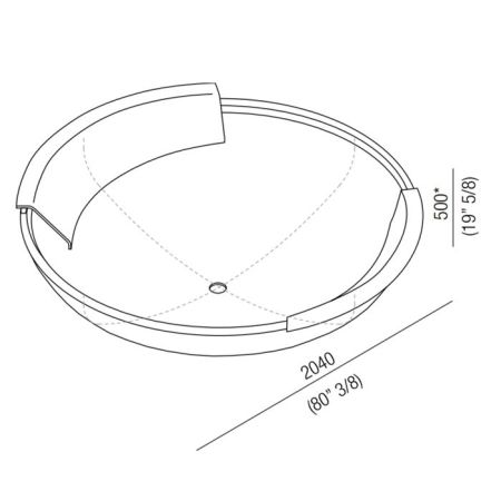 Agape Ufo Ванна отдельностоящая d204x50 см, круглая, 2 спинки, цвет: нерж. сталь, артикул AVAS0906DA