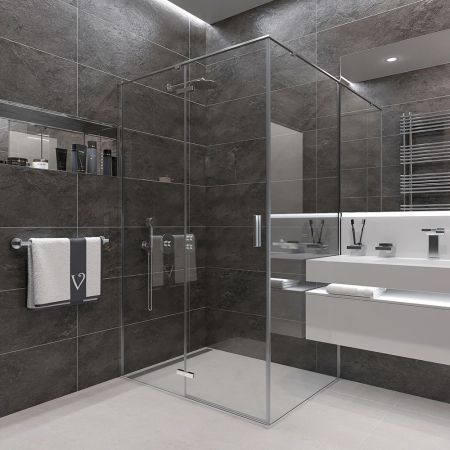 Душевой угол Veconi Rovigo RV-073, 1200х100х1950 хром, стекло прозрачное, артикул RV073-120100-01-C4