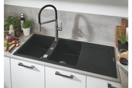 Мойка GROHE K500 с 2 чашами, 1160 x 500 мм, черный гранит (31647AP0)