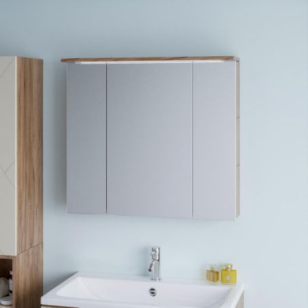 Зеркальный шкаф Бриклаер КРИСТАЛЛ 75 см, дуб крафт табачный, артикул 4627125417207