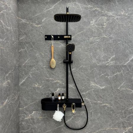 Душевая система Fixsen SLOT FX-9300B, черная+золото, артикул FX-9300B