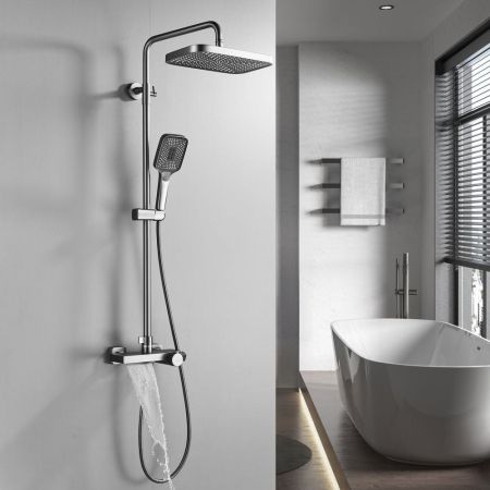 Душевая система с термостатом Rose R1896T-6, пепельный, артикул R1896T-6