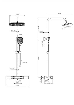 Душевая система WONZON & WOGHAND Shelf, Белый матовый (WW-B3552-MW), артикул WW-B3552-MW