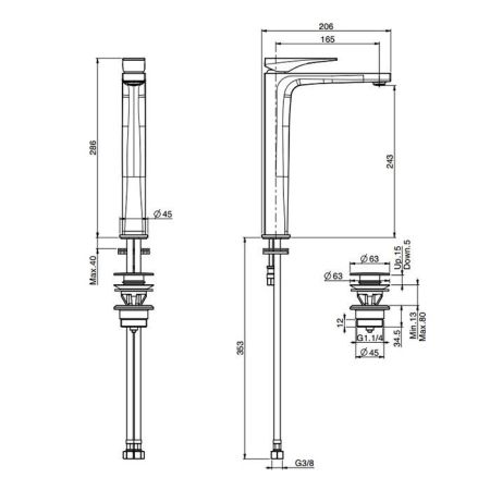 Fima Carlo Frattini Zeta Смеситель для раковины, на 1 отв., высокий, цвет: чёрный матовый