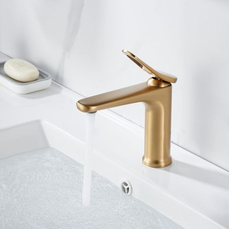 Смеситель для раковины Shevanik S4701G, золотой сатин, артикул S4701G