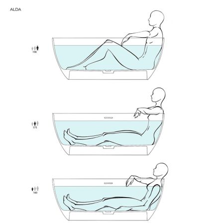 Ванна, Salini, ALDA Nuova, ширина, мм-1600, глубина, мм-800, высота, мм-575, водоизмещение (л)-302, тип установки-отдельностоящий, форма-овальная, сифон, интегрированный слив-перелив-в комплекте, диаметр слива, мм-52, донный клапан "Up&Down"-белый, матери, артикул 101923M
