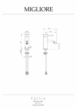 FORTIS Смеситель для биде моноком. излив прямой, хром, артикул 18644